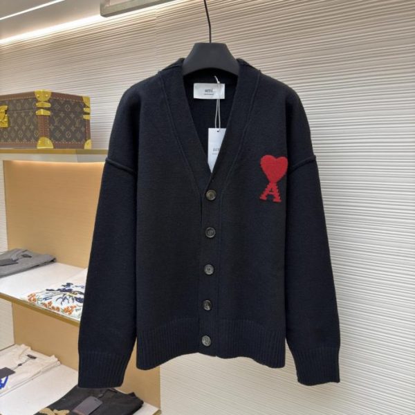 designer,replica,clothing,fake,1:1,lv,luxury,high quality Ami Paris Heart Jacquard Cardigan Sweater (WDWBF)