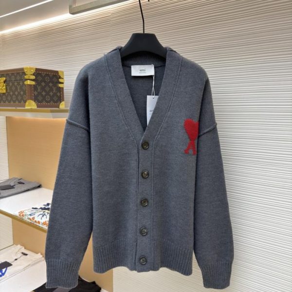 designer,replica,clothing,fake,1:1,lv,luxury,high quality Ami Paris Heart Jacquard Cardigan Sweater (BOS7K)