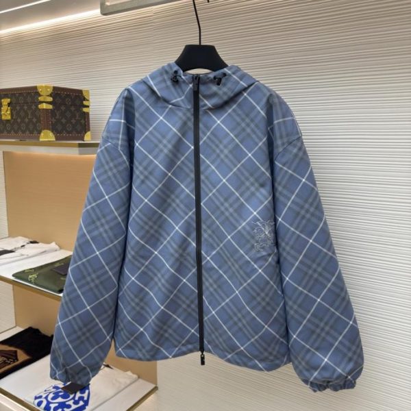 designer,replica,clothing,fake,1:1,lv,luxury,high quality BURBERRY Blue Check Embroidered Reversible Jacket (TZSG7)