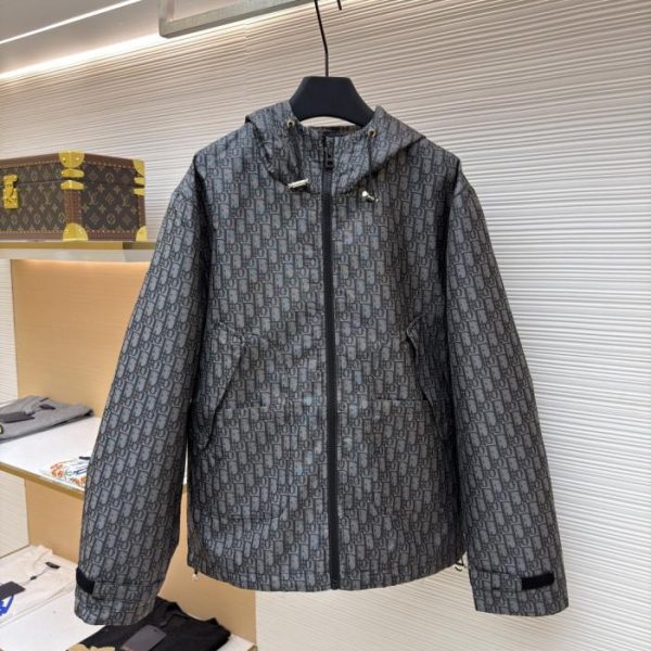designer,replica,clothing,fake,1:1,lv,luxury,high quality Dior Oblique all-over jacquard print hooded jacket (GKNQH)