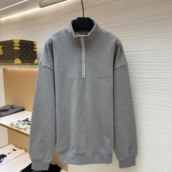 designer,replica,clothing,fake,1:1,lv,luxury,high quality Dior Embroidered Floral Gray Sweatshirt (D5TR1)