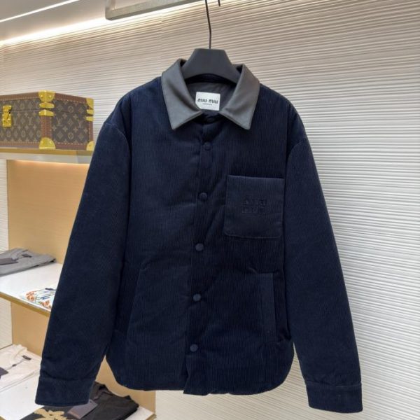 designer,replica,clothing,fake,1:1,lv,luxury,high quality MIUMIU Corduroy Down Jacket with Leather Collar (26OQE)