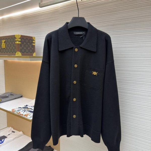 designer,replica,clothing,fake,1:1,lv,luxury,high quality VERSACE Cardigan with Button-Down Ribbed Trim (15Q8X)