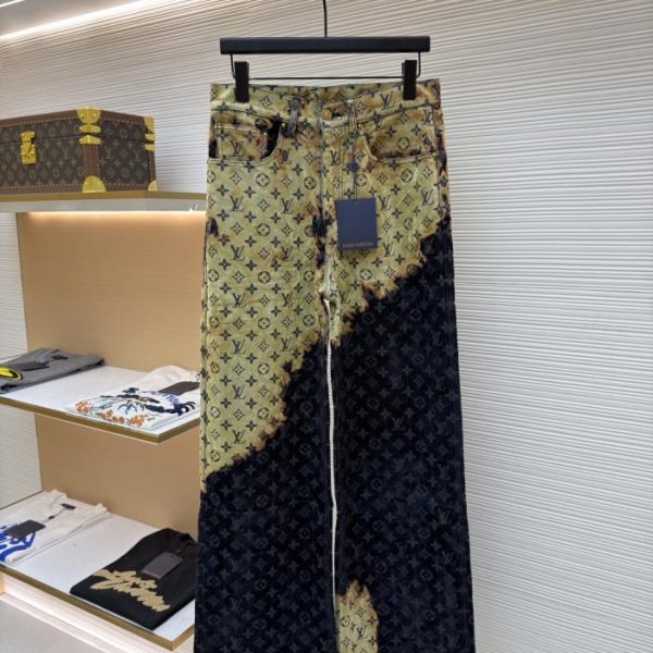 designer,replica,clothing,fake,1:1,lv,luxury,high quality LOUIS VUITTON Sunset Bonfire Flocked Denim Pants (KLSXC)