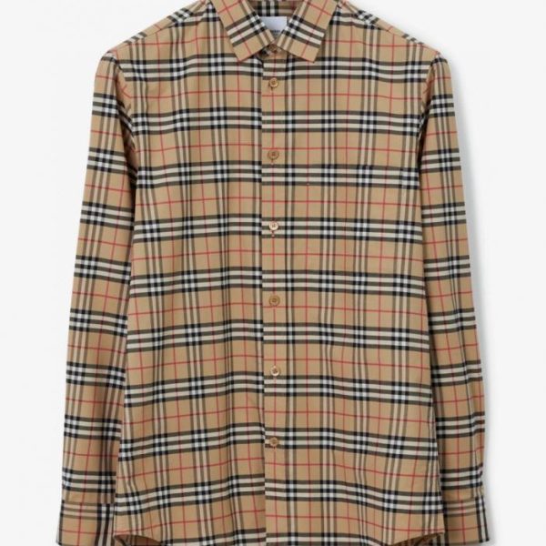 designer,replica,clothing,fake,1:1,lv,luxury,high quality Burberry TB logo embroidered stretch cotton long-sleeved shirt (NZ50L)