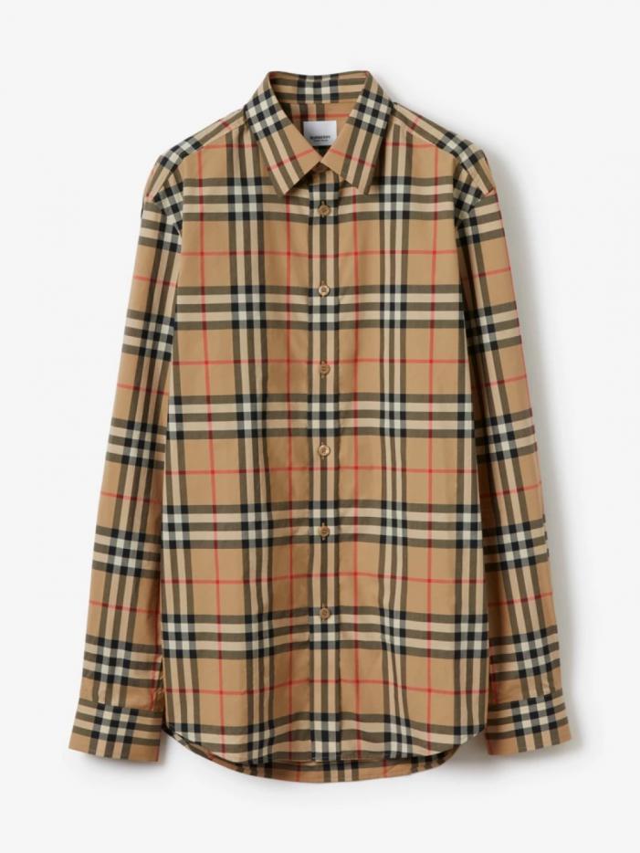 designer,replica,clothing,fake,1:1,lv,luxury,high quality Burberry large check blue long-sleeved shirt, checkered stretch cotton poplin shirt (MBU4G)