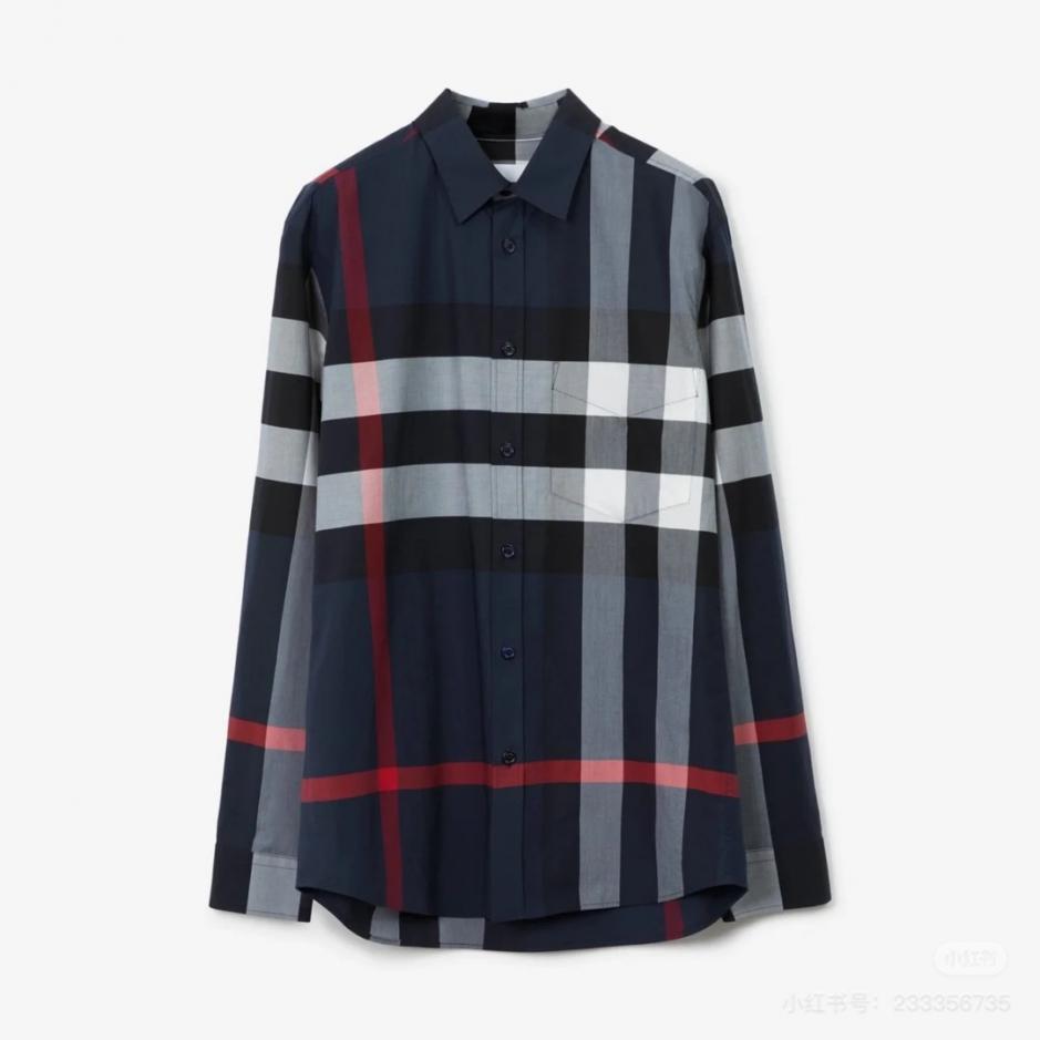 designer,replica,clothing,fake,1:1,lv,luxury,high quality Burberry Large Check Long-Sleeve Shirt, Check Stretch Cotton Poplin Shirt (3ZO5I)