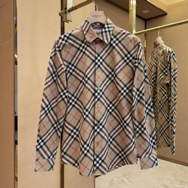 designer,replica,clothing,fake,1:1,lv,luxury,high quality Burberry brown-green flannel long-sleeved shirt with small check twill pattern (S6V18)