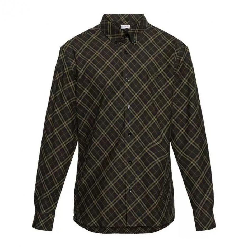 designer,replica,clothing,fake,1:1,lv,luxury,high quality Burberry Sand-Colored Flannel Long-Sleeve Shirt with Small Check Twill Pattern (S6V18)