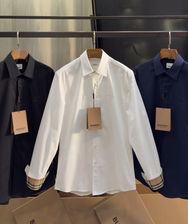 designer,replica,clothing,fake,1:1,lv,luxury,high quality Burberry Long-Sleeved Equestrian Horse-Themed Stretch Cotton Shirt, Unisex (AN72A)