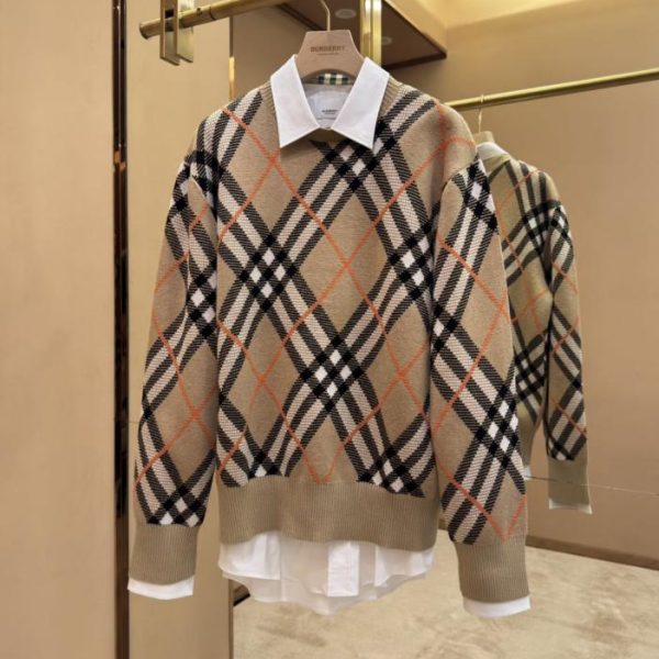 designer,replica,clothing,fake,1:1,lv,luxury,high quality Burberry check wool blend knit sweater (8YVOT)