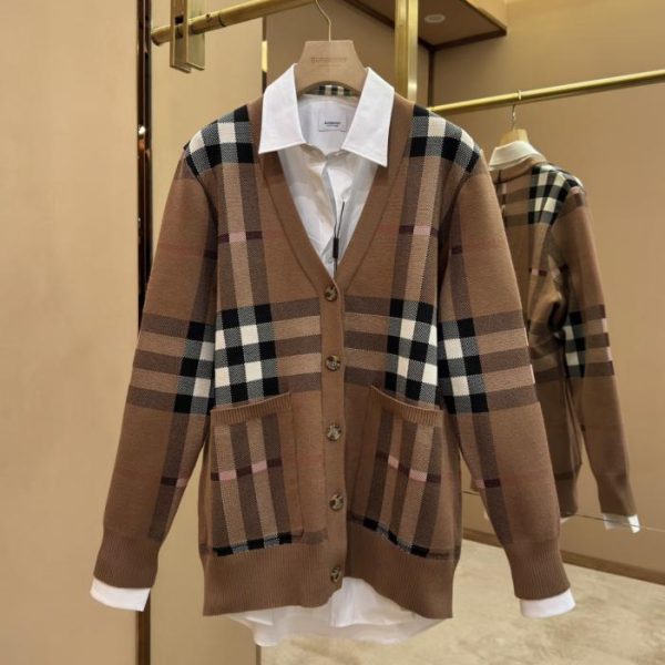 designer,replica,clothing,fake,1:1,lv,luxury,high quality Burberry check wool and cashmere blend cardigan (Z4MK2)