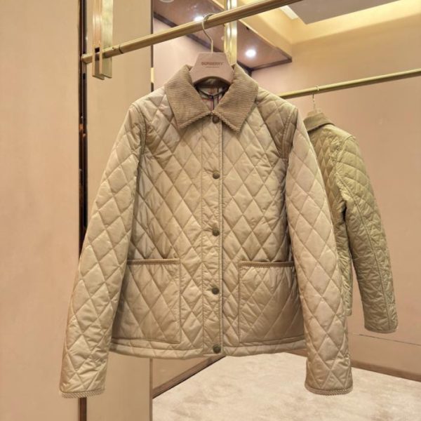 designer,replica,clothing,fake,1:1,lv,luxury,high quality Burberry Linen/Sand Color Quilted Nylon Jacket with Corduroy Trim (R7NDY)