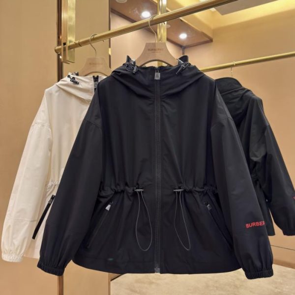 designer,replica,clothing,fake,1:1,lv,luxury,high quality Burberry Black Micro-logo Nylon Drawstring Lightweight Jacket Sporty Plaid Jacket (M24K3)