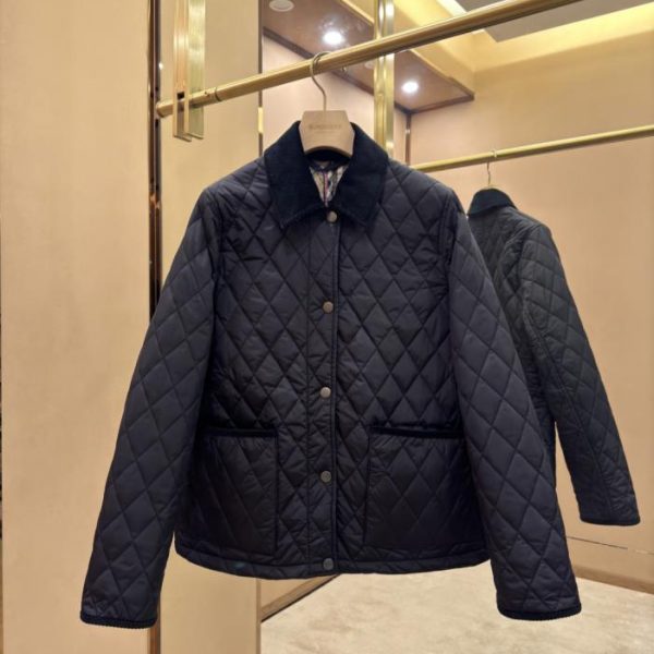 designer,replica,clothing,fake,1:1,lv,luxury,high quality Burberry Black Quilted Nylon Jacket with Corduroy Trim (R7NDY)