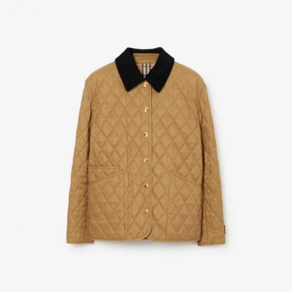 designer,replica,clothing,fake,1:1,lv,luxury,high quality Burberry 23 Vintage Diamond Quilted Black Collar Cotton Jacket (T652K)
