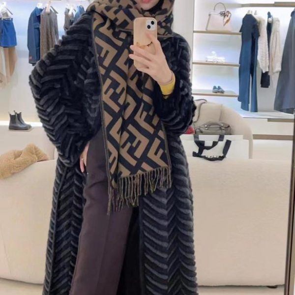 designer,replica,clothing,fake,1:1,lv,luxury,high quality Fendi SFU2I Fleece-Blend Scarf