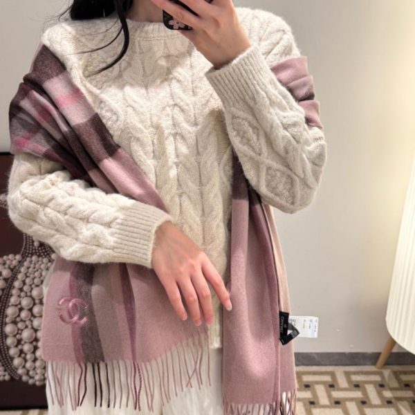 designer,replica,clothing,fake,1:1,lv,luxury,high quality CHANEL 100% Premium Cashmere Water Ripple Pattern Scarf (3D191)