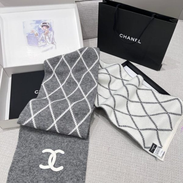 designer,replica,clothing,fake,1:1,lv,luxury,high quality CHANEL Double-sided Quilted Scarf, Grey (2TX14)