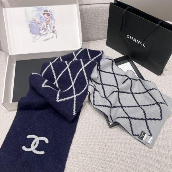 designer,replica,clothing,fake,1:1,lv,luxury,high quality CHANEL Double-sided Quilted Scarf in Blue-Grey (6UWAE)