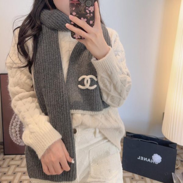designer,replica,clothing,fake,1:1,lv,luxury,high quality Chanel Fall/Winter New Embroidered Knit Scarf/Cashmere Knit Long Scarf (DXH7U)