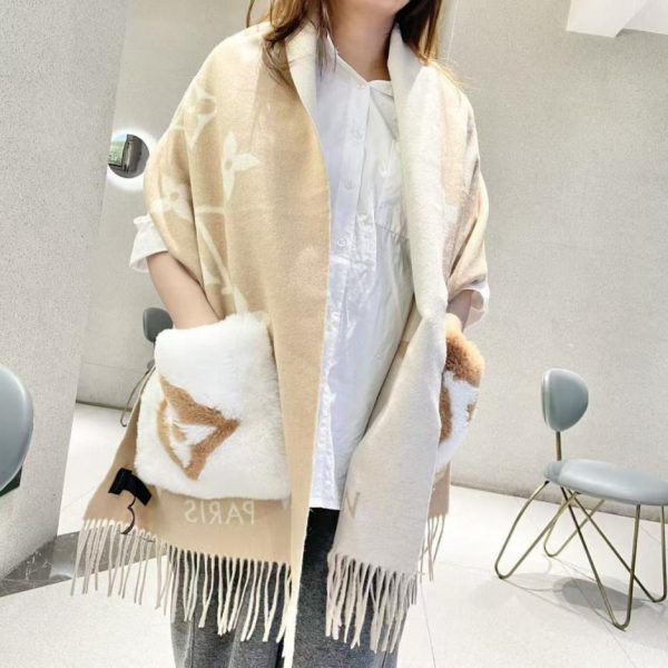 designer,replica,clothing,fake,1:1,lv,luxury,high quality New LV pocket cashmere long scarf/shawl (48WNC)