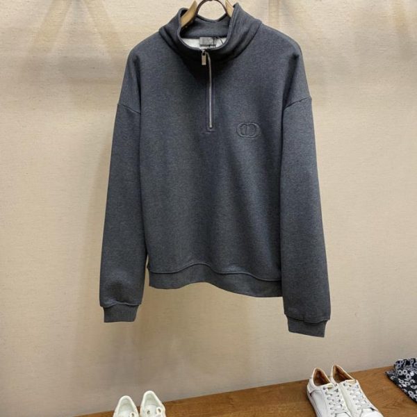 designer,replica,clothing,fake,1:1,lv,luxury,high quality Dior embroidered CD logo POLO zip-up sweatshirt fabric: 380g terry fleece (8292I)