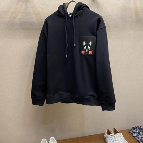 designer,replica,clothing,fake,1:1,lv,luxury,high quality Loewe SS26 Louis Wain Collaboration Leather Printed Pocket Hooded Sweatshirt (BXMBE)