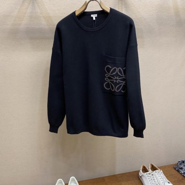 designer,replica,clothing,fake,1:1,lv,luxury,high quality Loewe Fall/Winter New Arrival Logo Jacquard Pocket Pullover Crew Neck Knit Sweater (0Z3RZ)