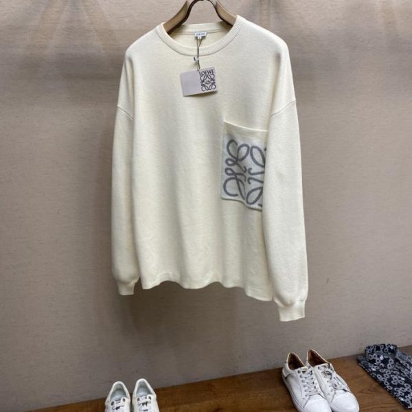 designer,replica,clothing,fake,1:1,lv,luxury,high quality Loewe Fall/Winter New Arrival Logo Jacquard Pocket Pullover Crew Neck Knit Sweater (2Z13Y)