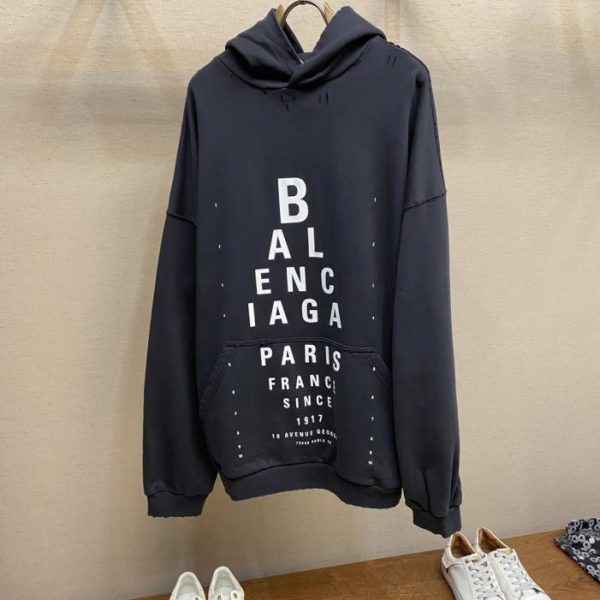designer,replica,clothing,fake,1:1,lv,luxury,high quality Balenciaga Hooded Letter Print Oversized Long-Sleeve Sweatshirt (J4NFZ)