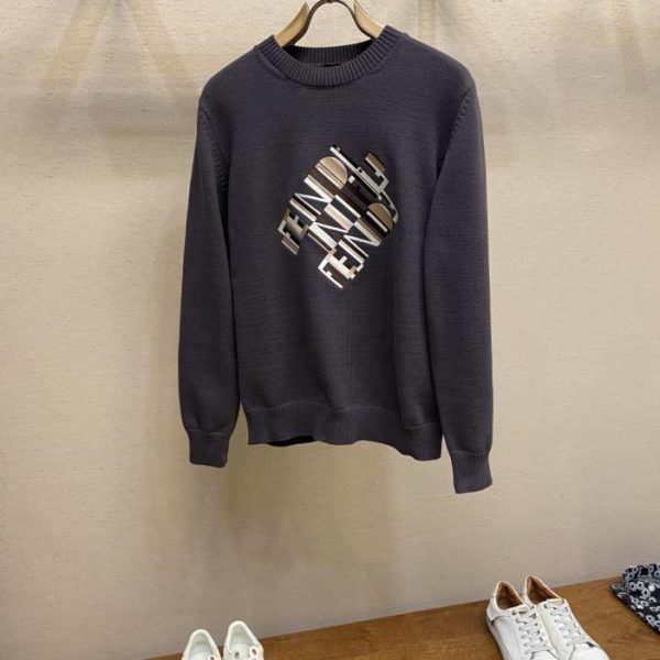 designer,replica,clothing,fake,1:1,lv,luxury,high quality Fendi Embroidered Logo Knit Pullover (UG05H)
