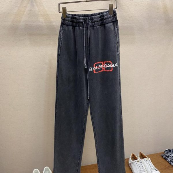 designer,replica,clothing,fake,1:1,lv,luxury,high quality Balenciaga 100% Cotton Washed Brushed Distressed Terry Straight Leg Casual Pants (56UL8)