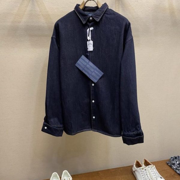 designer,replica,clothing,fake,1:1,lv,luxury,high quality Prada collared loose-fitting long-sleeved denim jacket (HGQJV)