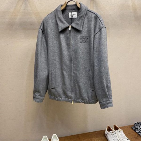 designer,replica,clothing,fake,1:1,lv,luxury,high quality Miu Miu Solid Color Embroidered Long-Sleeve Jacket*(ZBL03)
