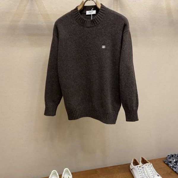 designer,replica,clothing,fake,1:1,lv,luxury,high quality Celine Arc de Triomphe Classic Logo Semi-High Neck Floral Wool Knit Pullover Sweater Crew Neck Sweater (UT1SQ)