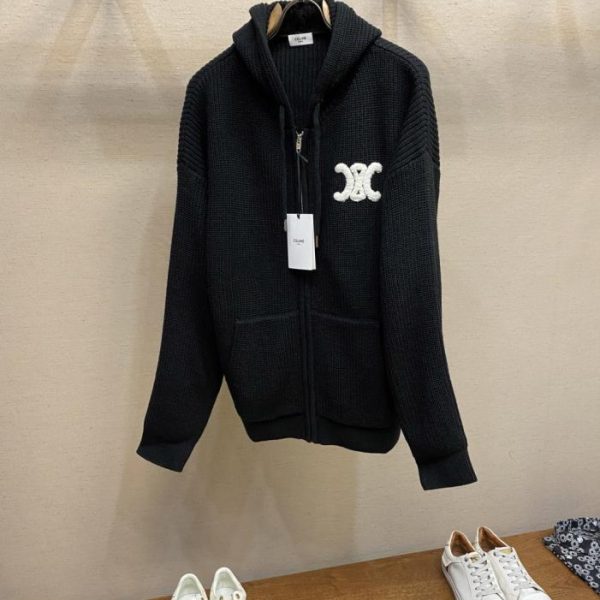designer,replica,clothing,fake,1:1,lv,luxury,high quality Celine wool knit hoodie (6HRG1)