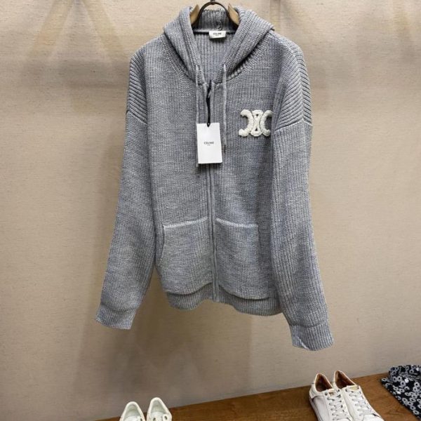 designer,replica,clothing,fake,1:1,lv,luxury,high quality Celine wool knit hooded sweatshirt (9JQ4H)