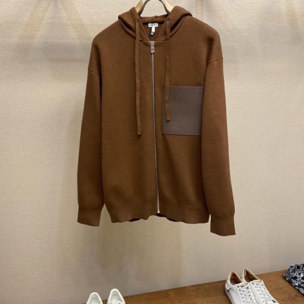 designer,replica,clothing,fake,1:1,lv,luxury,high quality Loewe small-label leather patch pocket sweater cardigan (1K4VE)