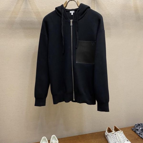 designer,replica,clothing,fake,1:1,lv,luxury,high quality Loewe small-label leather patch pocket sweater cardigan (81AC7)