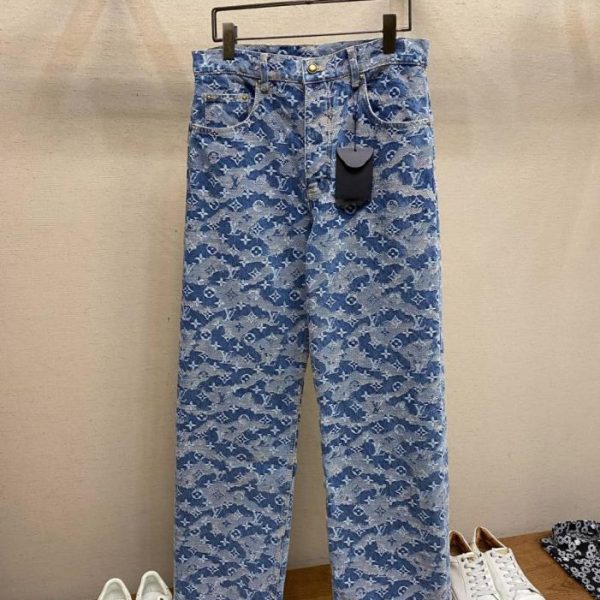designer,replica,clothing,fake,1:1,lv,luxury,high quality LV Floating-Layer Jacquard Jeans (S6E26)