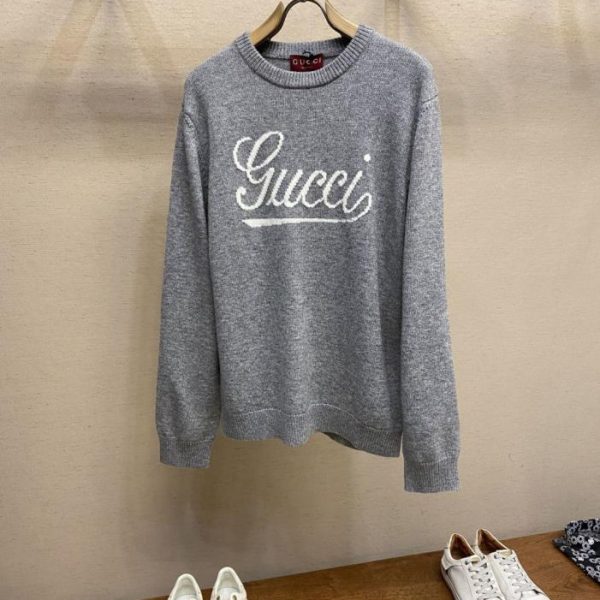 designer,replica,clothing,fake,1:1,lv,luxury,high quality Gucci GU Heather Gray G Crew Neck Sweater (4FW82)