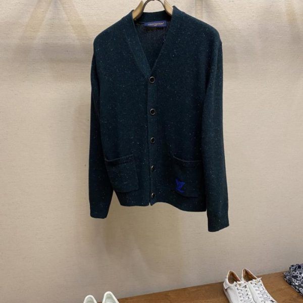 designer,replica,clothing,fake,1:1,lv,luxury,high quality LV dark green knit cardigan (IQDR0)