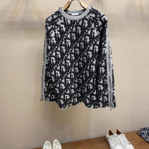 designer,replica,clothing,fake,1:1,lv,luxury,high quality Dior wool blend jacquard knit sweater (U0R66)