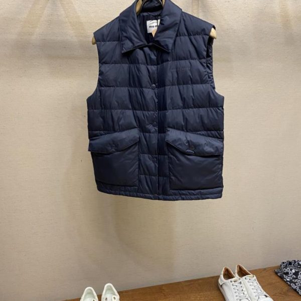 designer,replica,clothing,fake,1:1,lv,luxury,high quality Miu Miu Down-filled Vest with Turn-down Collar (L8DKF)