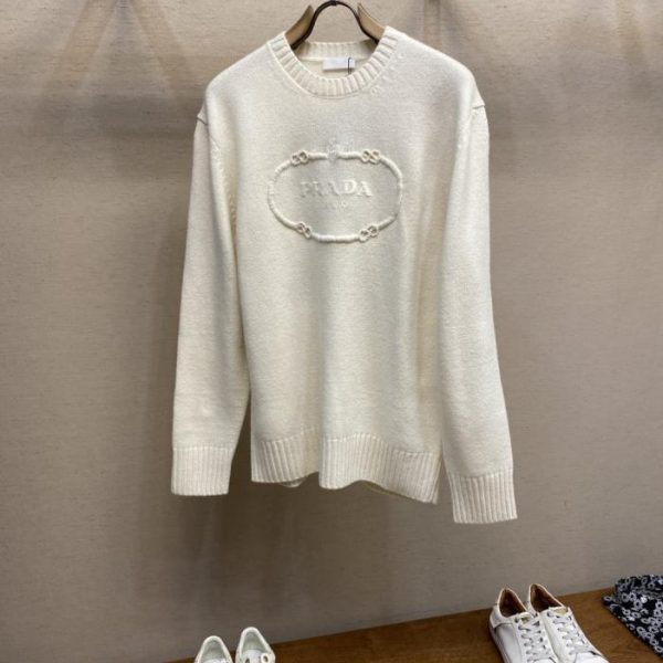 designer,replica,clothing,fake,1:1,lv,luxury,high quality Prada Early Autumn New Arrival Letter Rope Embroidered Wool Knit Sweater for Men and Women (CRWB5)