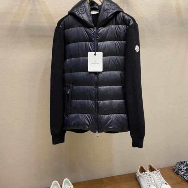 designer,replica,clothing,fake,1:1,lv,luxury,high quality Moncler down jacket with embroidered brim and knitted trim (834Z1)