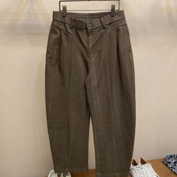 designer,replica,clothing,fake,1:1,lv,luxury,high quality BV Golden Brown Pure Cotton Custom-woven Herringbone Wide-Leg Pants with Gold Thread (GH60N)