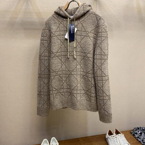 designer,replica,clothing,fake,1:1,lv,luxury,high quality Dior wool-blend knit hooded sweatshirt with cannage pattern (88YXM)