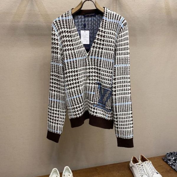 designer,replica,clothing,fake,1:1,lv,luxury,high quality Louis Vuitton houndstooth wool cardigan (1TSSY)